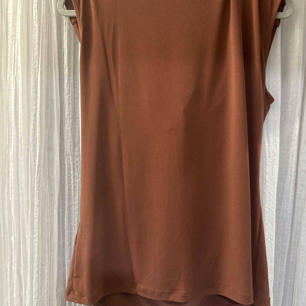 Rust Drape Neck Sleeveless Top by designer group I.N.C - Picture 3 of 4